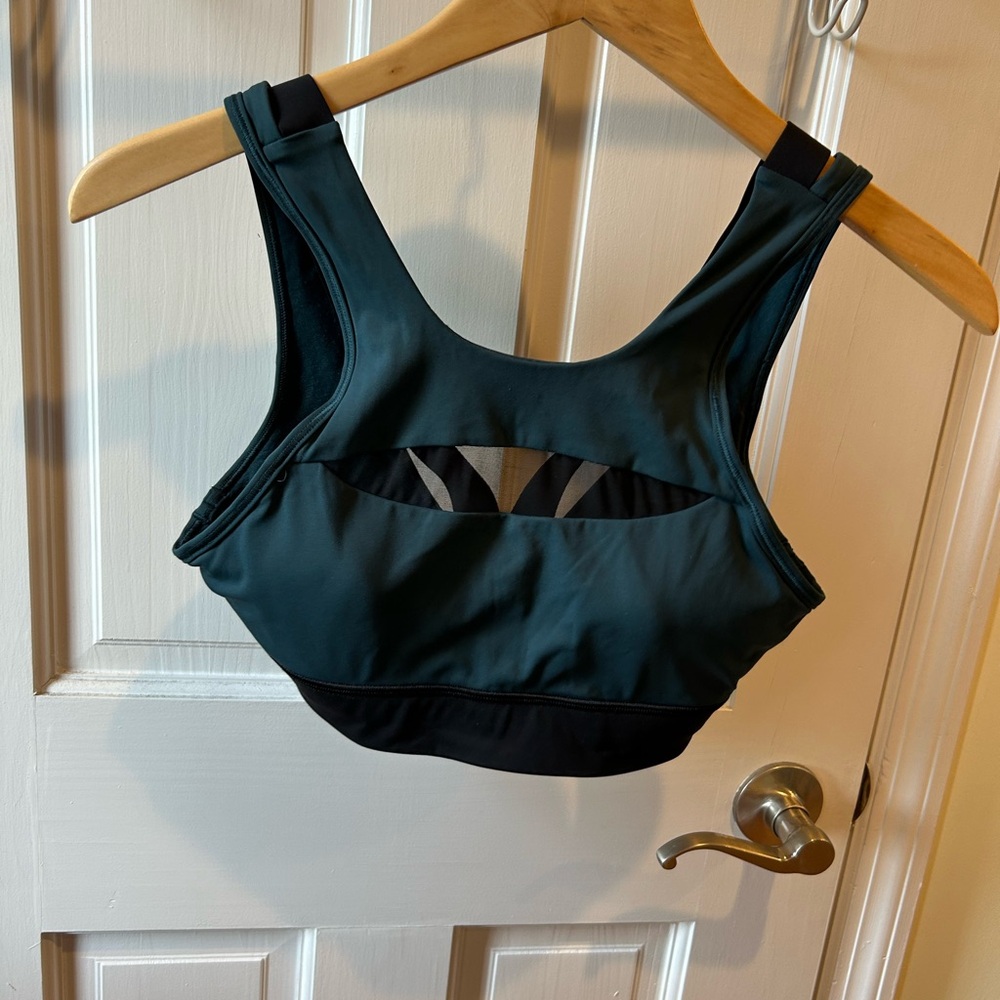 lululemon athletica dark green and black bikini top